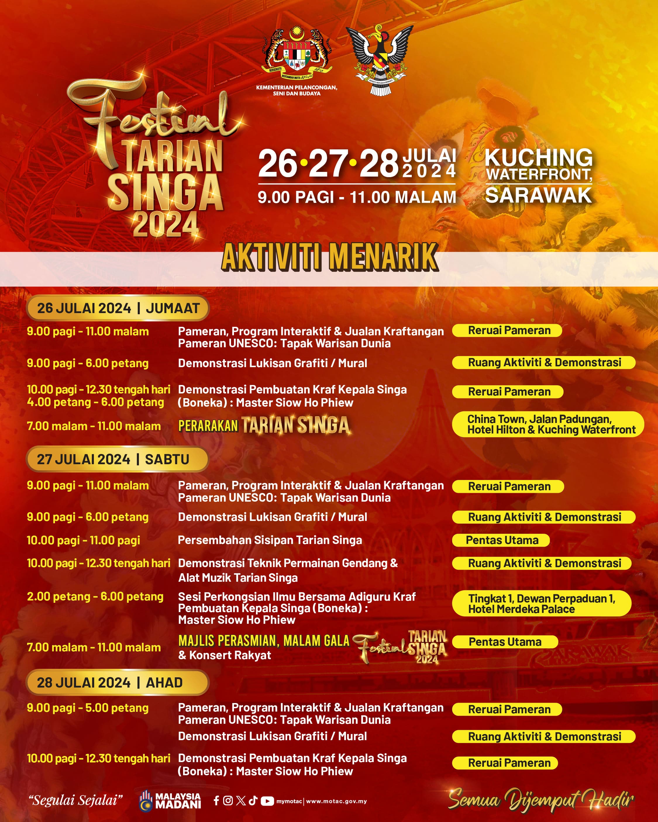 ATURCARA POSTER IG TARIAN SINGA KUCHING 2024 2